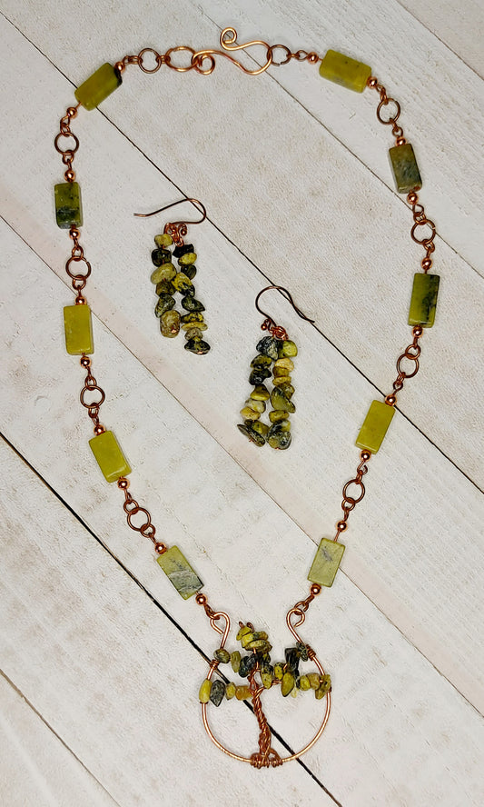 Serpentine Tree of Life Necklace Set