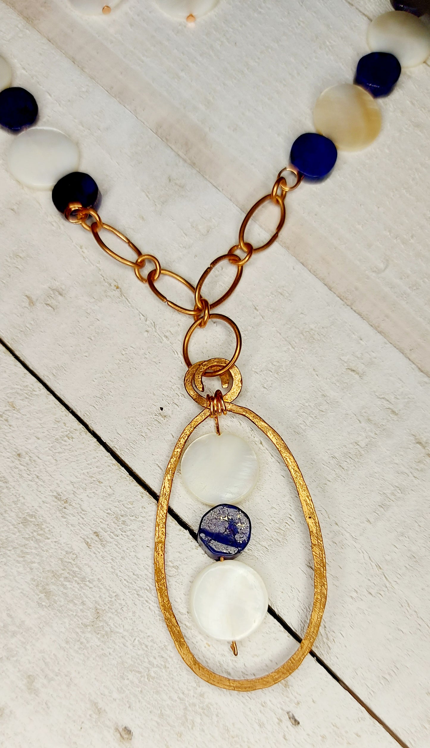 Lapis Lazuli and Mother of Pearl Necklace Set