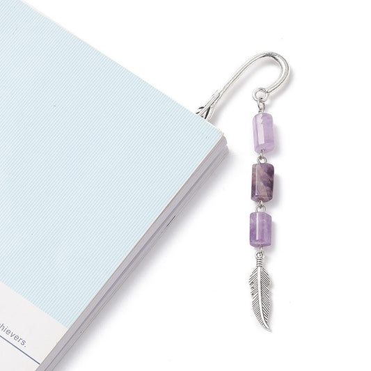 Feather and Semi Precious Gemstones Bookmark/Hairpin