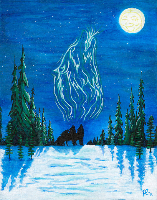 Winter Spirit Wolf and Grandmother Moon