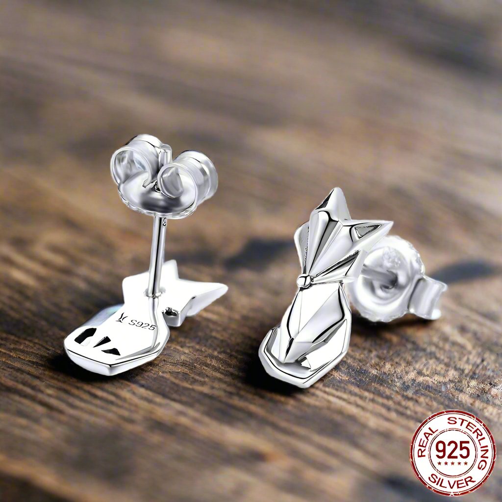 S925 Fox Stud Earrings