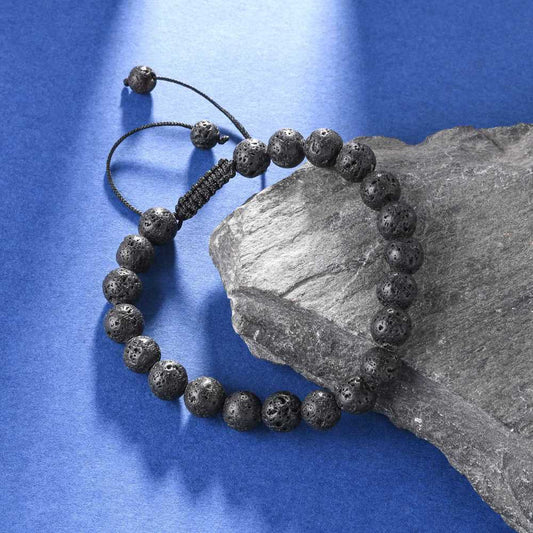Lava Rock beads with Nylon Adjustable Tie Bracelet