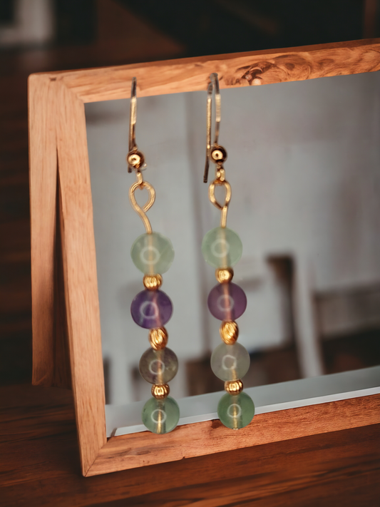 Copper Earrings with Semiprecious Gemstones