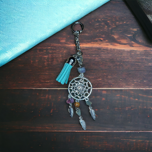 Dreamcatcher Keychain with Semiprecious Gemstones
