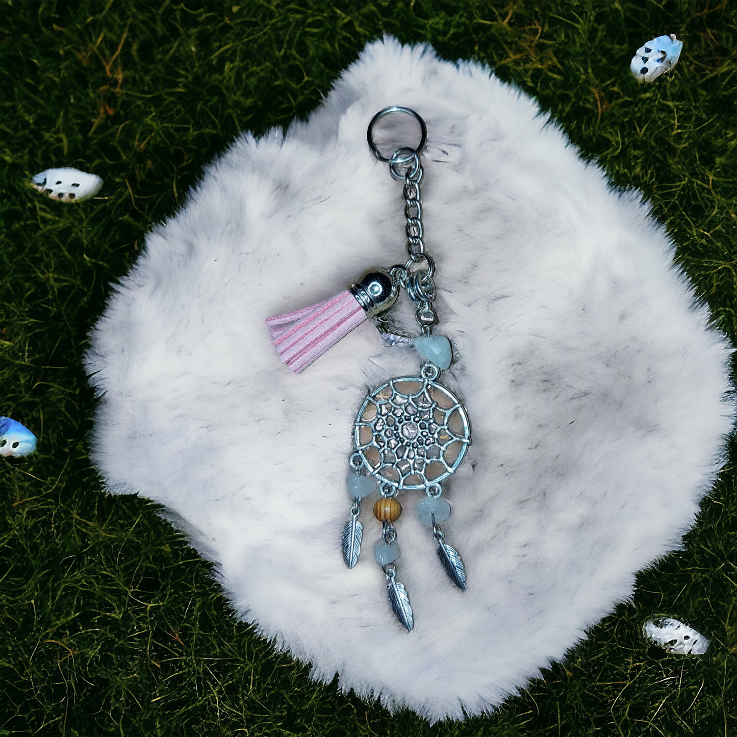 Dreamcatcher Keychain with Semiprecious Gemstones