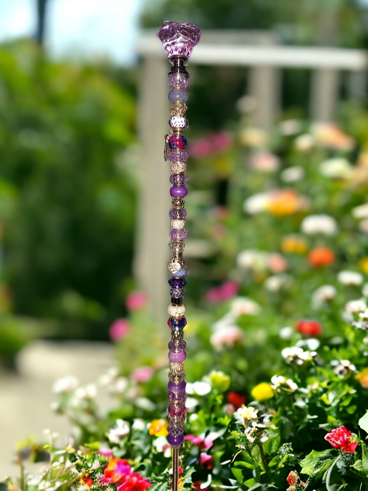 Garden Wands with Crystal 'Rose" Topper -  17 inch