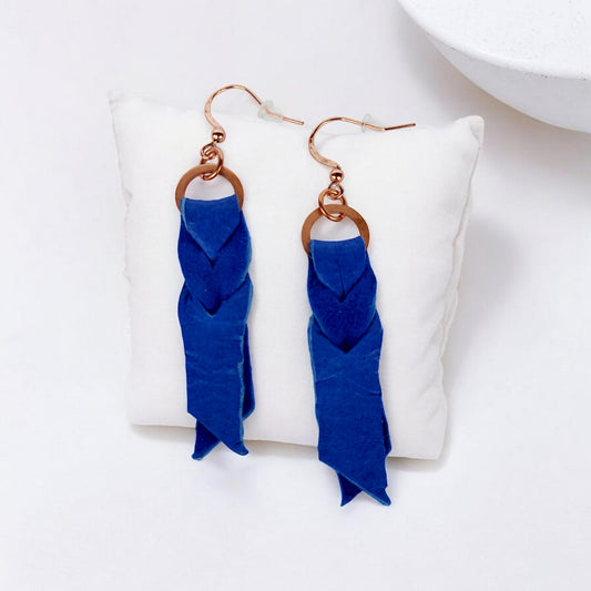 Blood Knot Deer Leather and Copper Earrings