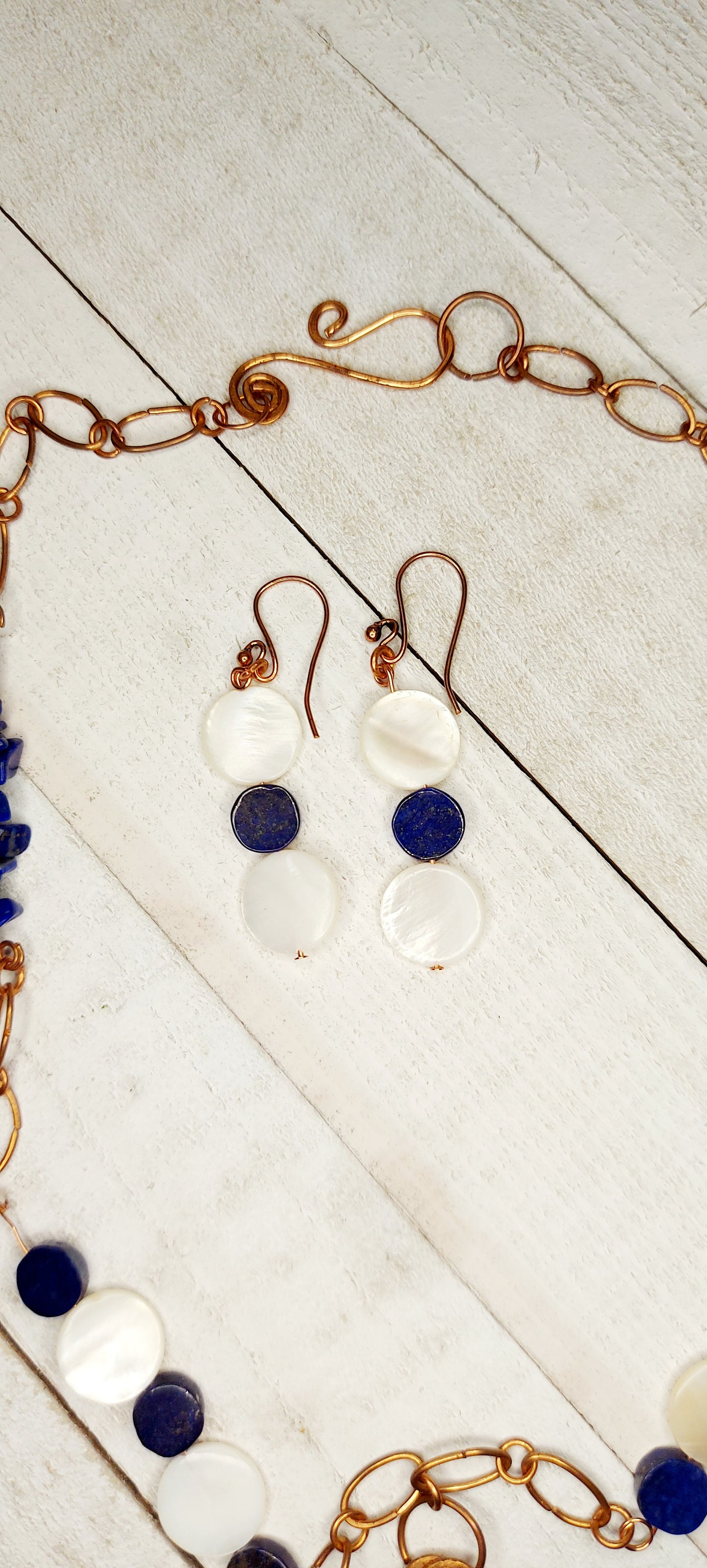 Lapis Lazuli and Mother of Pearl Necklace Set