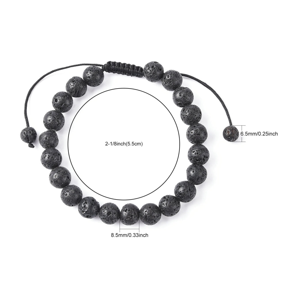 Lava Rock beads with Nylon Adjustable Tie Bracelet