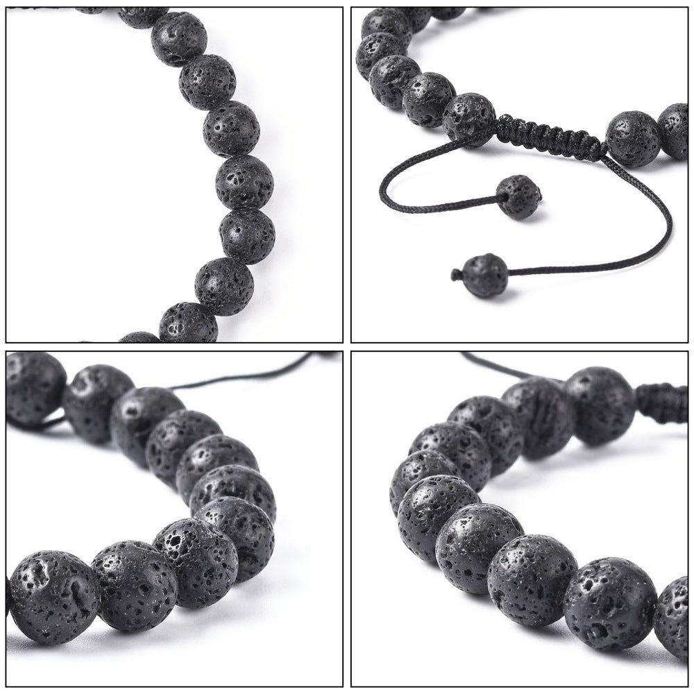 Lava Rock beads with Nylon Adjustable Tie Bracelet