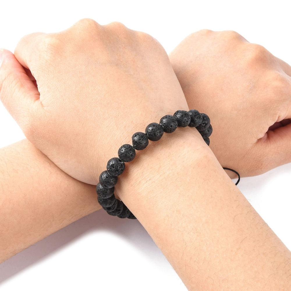 Lava Rock beads with Nylon Adjustable Tie Bracelet