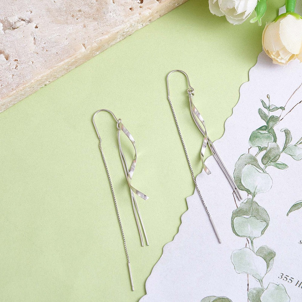 S925 Twist Dangle Earrings