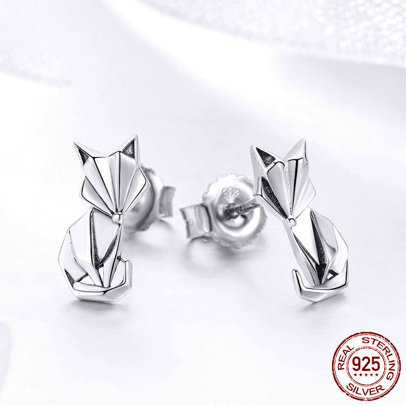 S925 Fox Stud Earrings