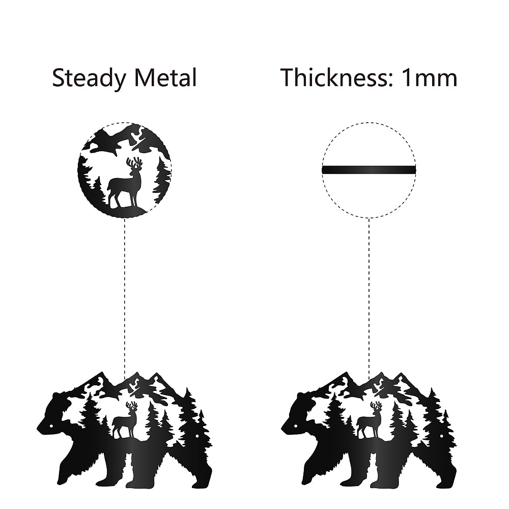 Metal Bear with Mountain Wall Art