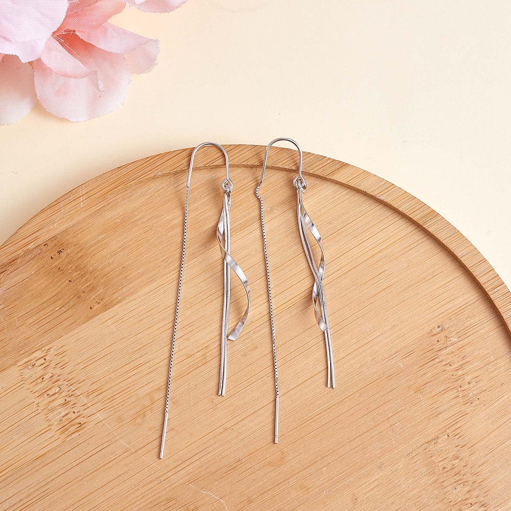 S925 Twist Dangle Earrings