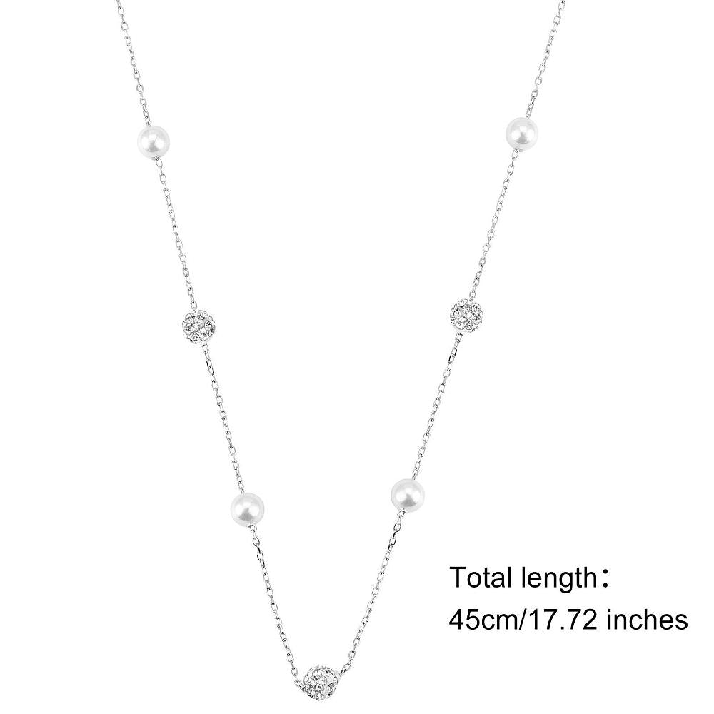 Pearl and Clear CZ Sterling Silver Choker Necklace