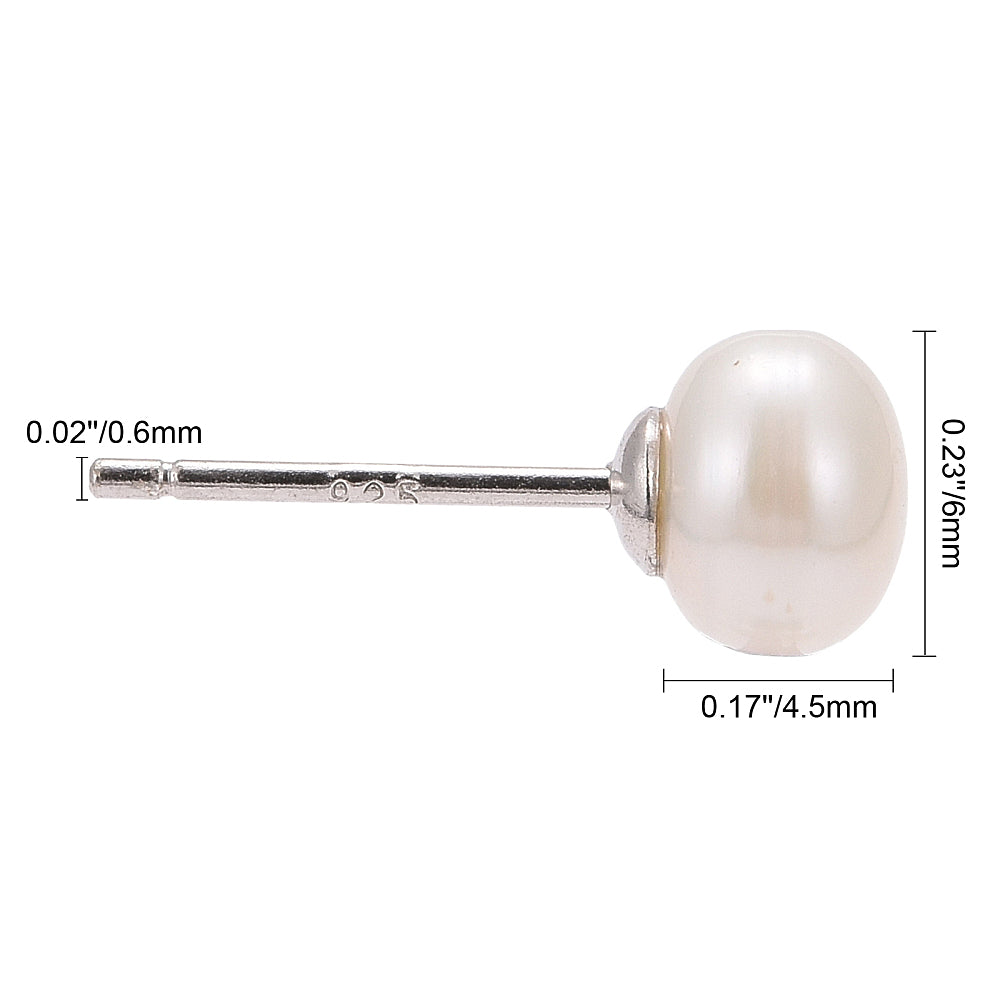 Pearl with 925 Sterling Silver Stud Earrings