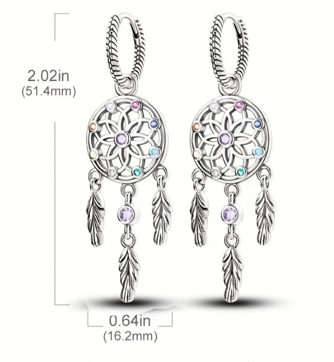 S925 Dreamcatcher Hoop Earrings