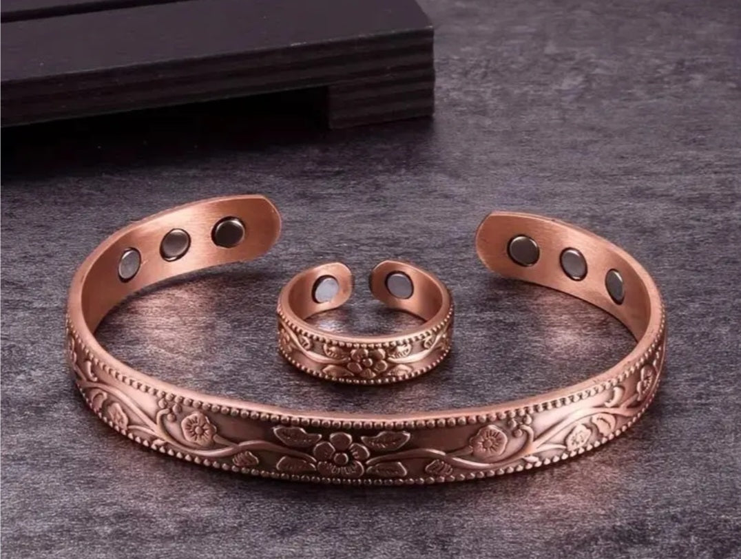 Copper Bracelet and Ring Set